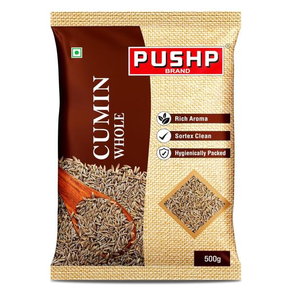 Pushp Whole cumin seeds (Sabut Jeera) | 500g Pouch | Pack of 1 GROCERY