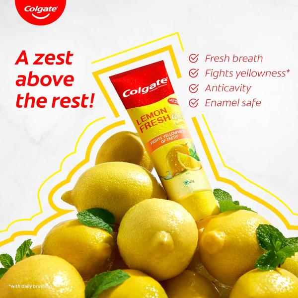Colgate Lemon Fresh Gel Toothpaste | Tooth Paste Fights Yellowness of Teeth | Colgate Paste Toothpaste with New Fresh Flavor  GROCERY