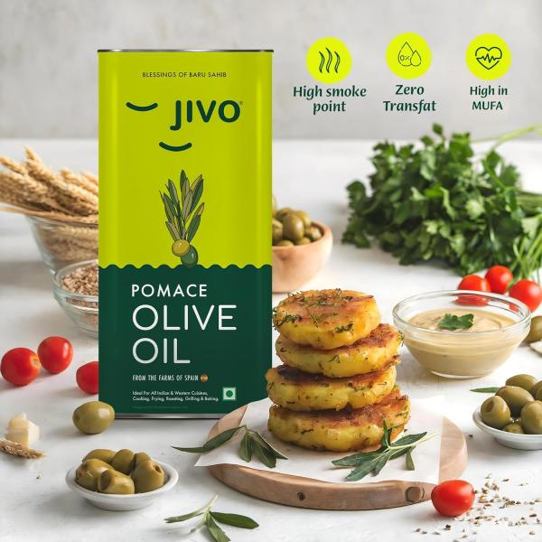 Jivo Pomace Olive Oil 5 Litre Tin for Everyday Cooking | Imported From Spain GROCERY