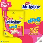 Milkybar Choo Strawberry Flavour Treats, Yummy & Creamy, Pack of 8/9 Mini Treats, Fun Puzzle Inside, 80g / 99g Pack (Product Weight May Vary) grocery