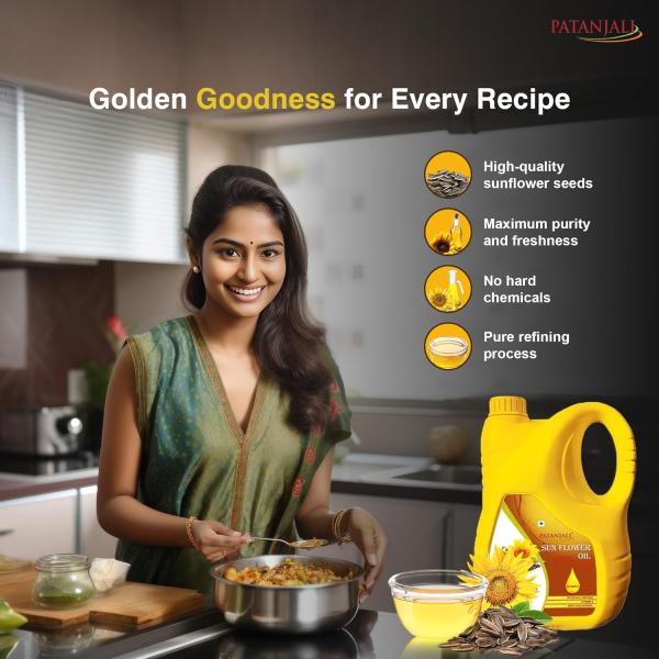 Patanjali Fortified Sunflower Oil Cold Pressed Cooking oil suitable for Cooking  GROCERY