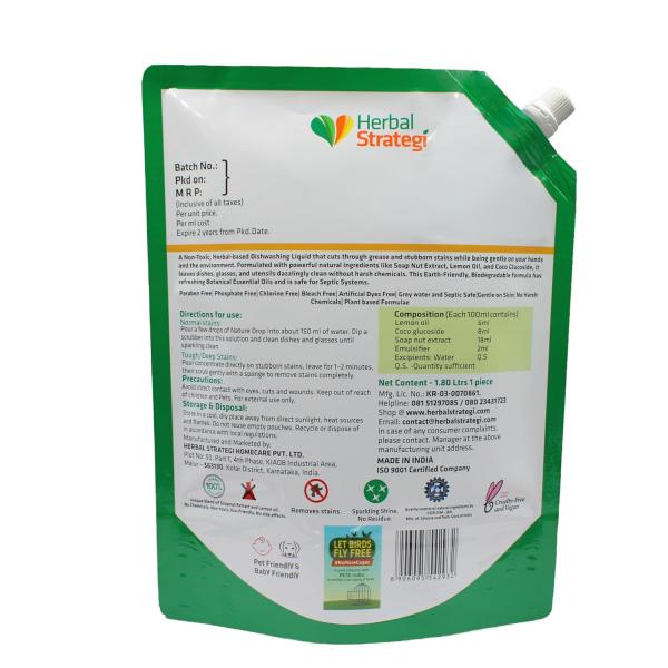Herbal Strategi NatureDrop Dishwash Liquid - 1.8L Refill | grocery