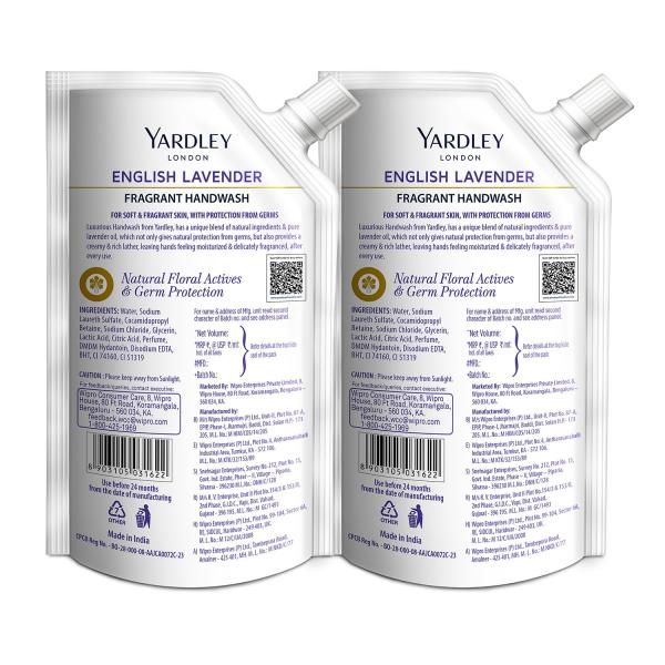 Yardley London English Lavender 650ml Pack of 2 Fragrant Handwash| Infused with Pure Lavender Oil| Germ Protection| For Soft & Fragrant Skin  grocery