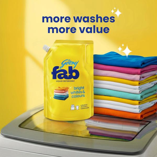 Godrej Fab Liquid Detergent Refill Pouch for Machine & Hand Wash - 950ml/1L  GROCERY