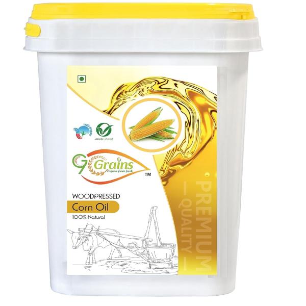 G7 GRAINS Organic Corn Oil (5 Liter) Cold Pressed/Wood Pressed Oil | Corn/Makkai Kachi Ghani Oil GROCERY