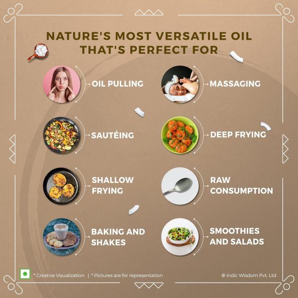 IndicWisdom Wood Pressed Virgin Coconut Oil 1 Liter (Cold Pressed Coconut Oil grocery