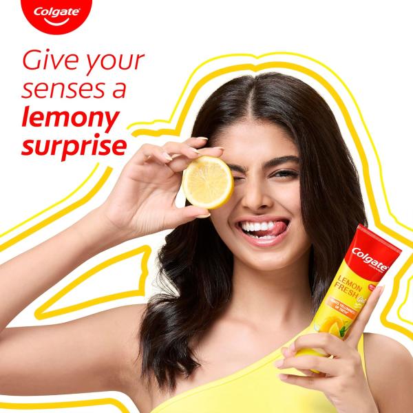 Colgate Lemon Fresh Gel Toothpaste | Tooth Paste Fights Yellowness of Teeth | Colgate Paste Toothpaste with New Fresh Flavor  GROCERY
