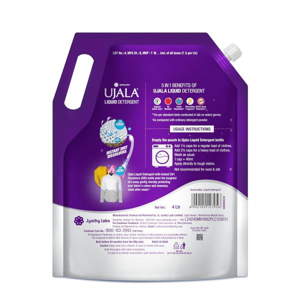 Ujala Front Load Liquid Detergent Mega Saver 4L Refill Pack | GROCERY