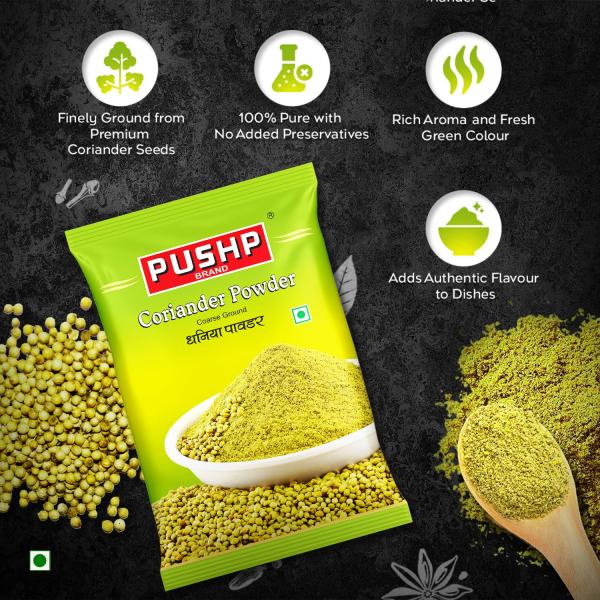 Pushp Brand Natural Coriander Powder Pouch 500 Gram (Pack Of 1) GROCERY