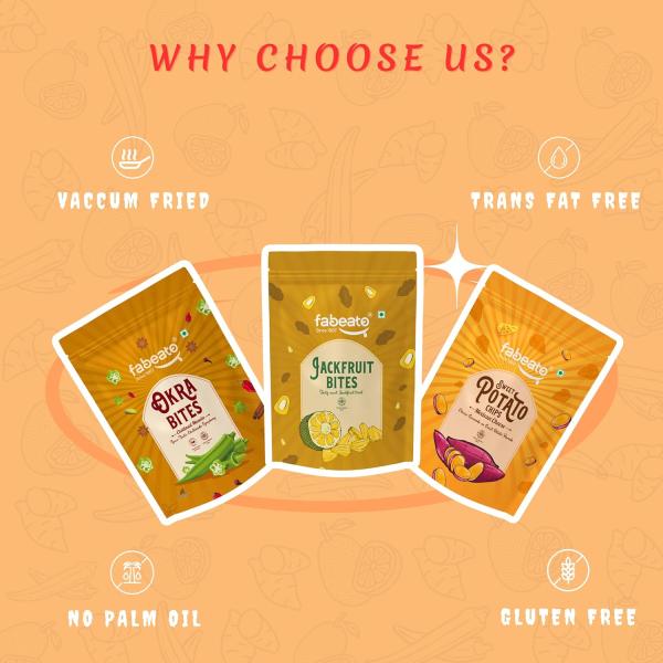 Fabeato NO PALM OIL Vacuum Fried Vegetable Chips Combo (Pack of 3) grocery