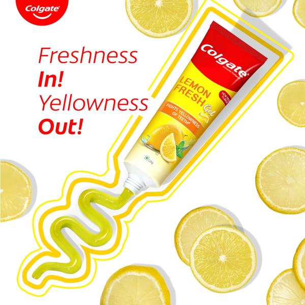 Colgate Lemon Fresh Gel Toothpaste | Tooth Paste Fights Yellowness of Teeth | Colgate Paste Toothpaste with New Fresh Flavor  GROCERY