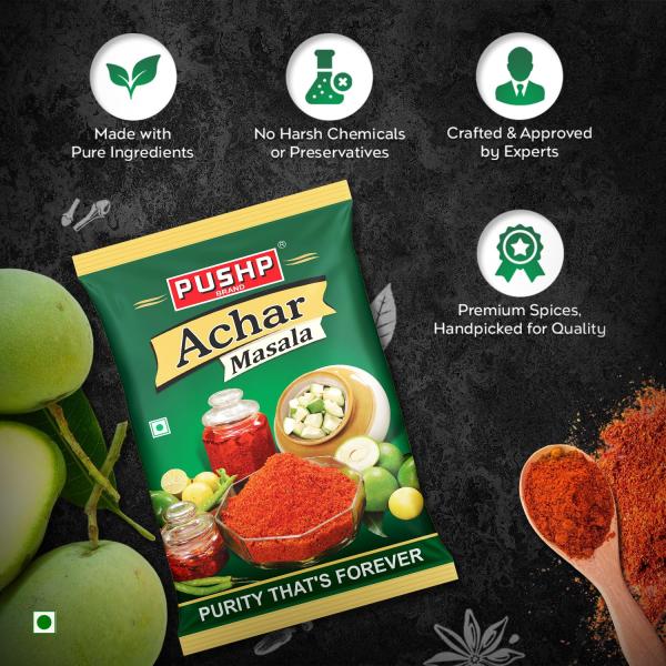 Pushp Brand Achar Masala | 200 G | Premium Blend of Traditional Spices | GROCERY