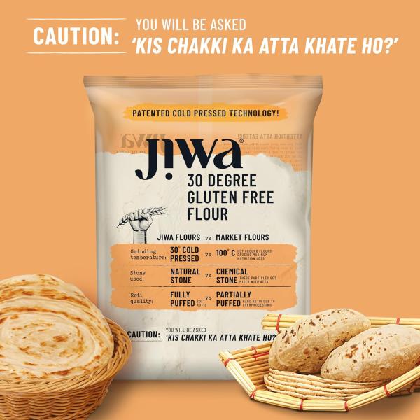 Jiwa 30 Degree Gluten Free Flour/Atta | Patented Cold Pressed Flour GROCERY