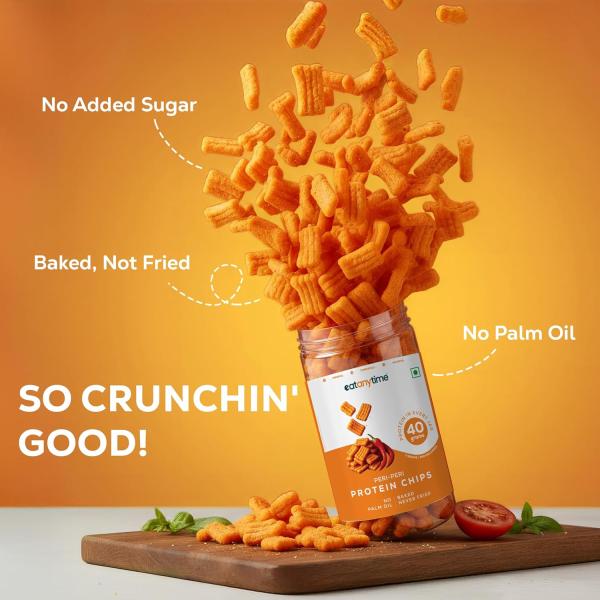 Eat Anytime - Multigrain Protein Chips, Peri Peri | 40 g protein per pack grocery