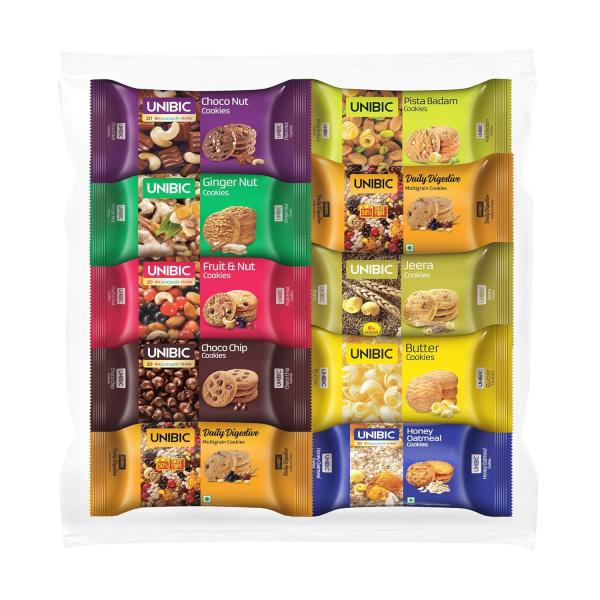 Unibic Cookies Assorted, 67.5G/75 G(Pack Of 10)|Biscuits Combo Pack|Choco Chip|Butter | Fruit&Nut| grocery