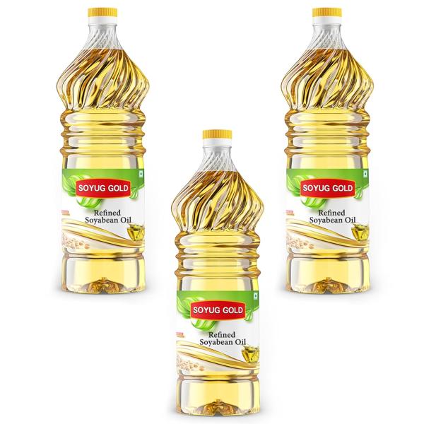 GROCERY    Soyug Gold-1 Ltr Bottle-3 set,Pure Refined Soyabean Oil, Best for Daily Kitchen Use Combo Offer