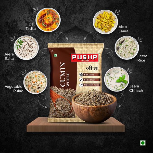 Pushp Whole cumin seeds (Sabut Jeera) | 500g Pouch | Pack of 1 GROCERY