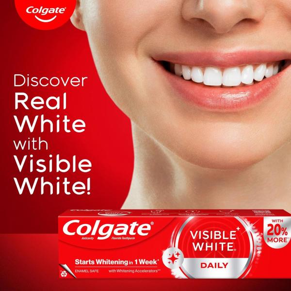 Colgate Visible White Toothpaste, Teeth Whitening Starts in 1 week, Safe on Enamel, Stain Removal Tooth Paste and Minty  GROCERY