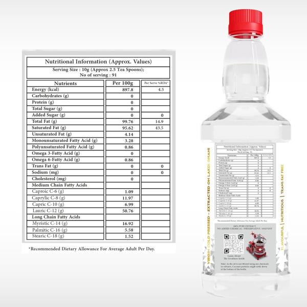 IndicWisdom Wood Pressed Virgin Coconut Oil 1 Liter (Cold Pressed Coconut Oil grocery