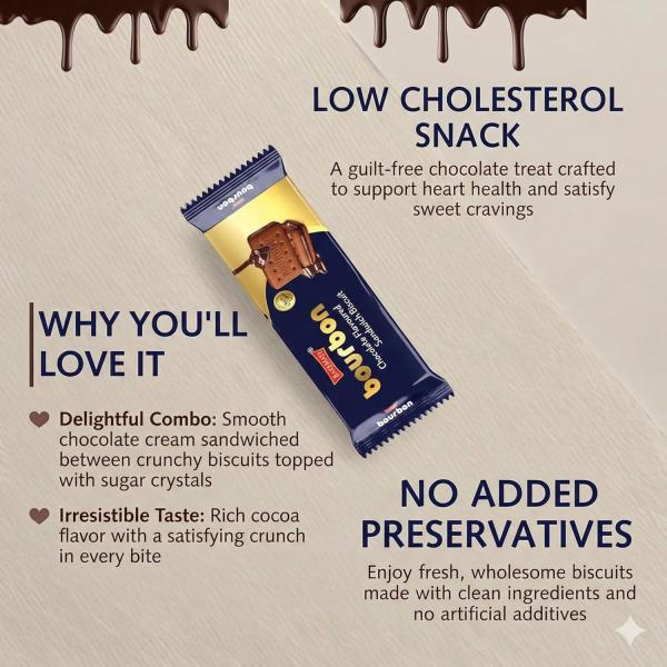 Bakemate Bourbon Cream Biscuit with Chocolate - Combo Pack of 10 (135g Each) | grocery