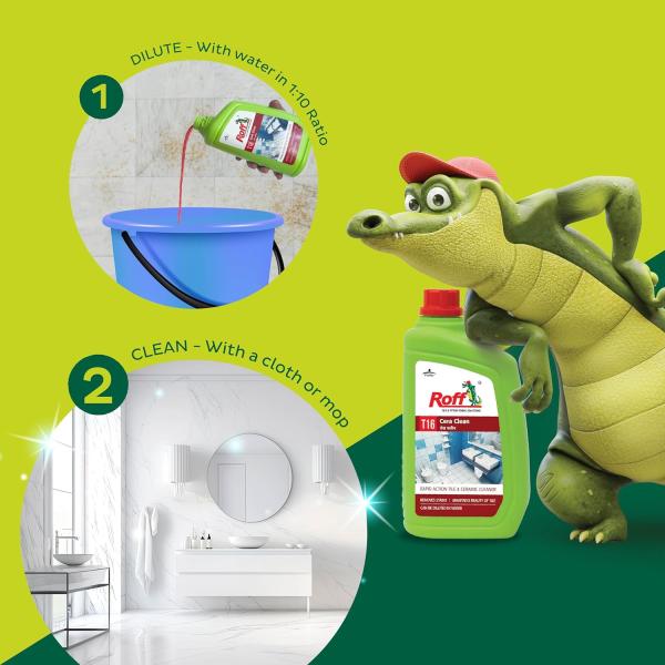 Roff Cera Clean All Purpose Tile, Floor & Wall Cleaner 1 liter Pack of 1, Advance, Bedroom & Bathroom Floors, GROCERY