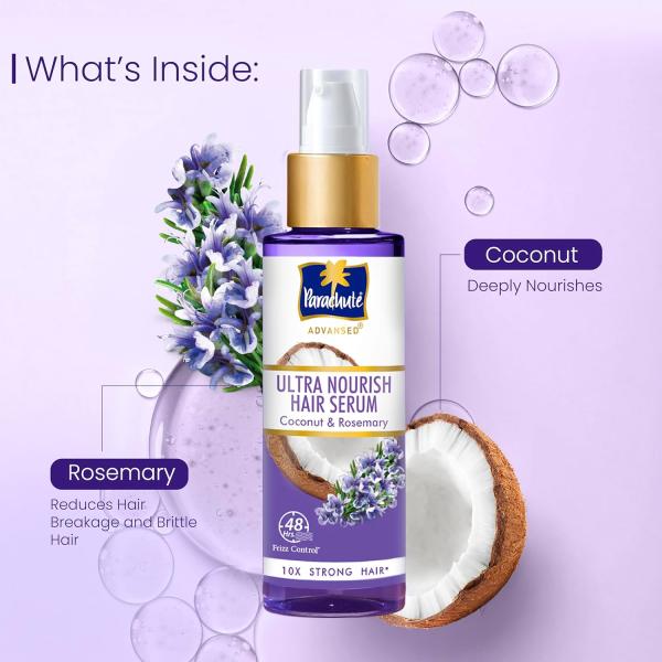 Parachute Advansed Ultra Nourish Hair Serum | Coconut & Rosemary | 48 Hr Frizz Control | GROCERY