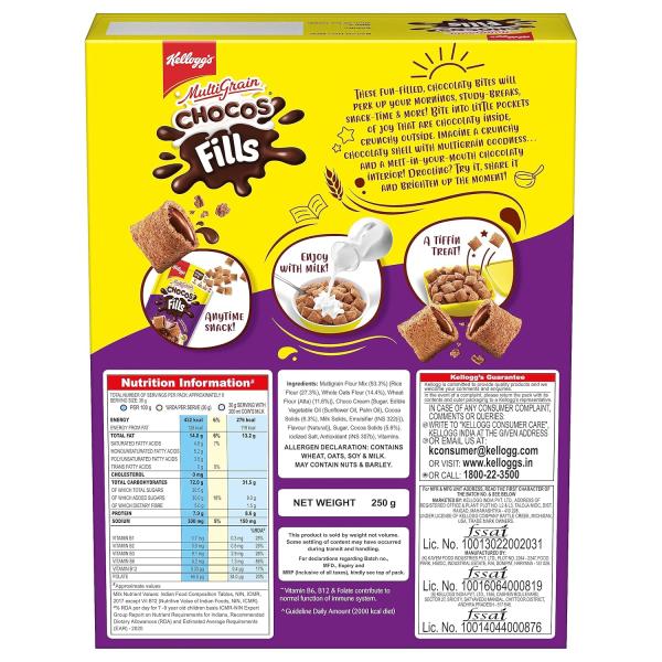 Kellogg's Chocos Fills 250g | Double Chocolaty, Anytime Snack GROCERY