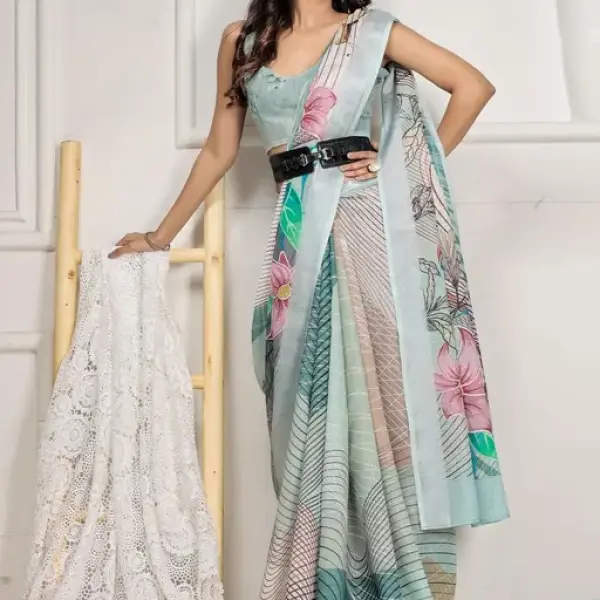  Printed Linen Saree