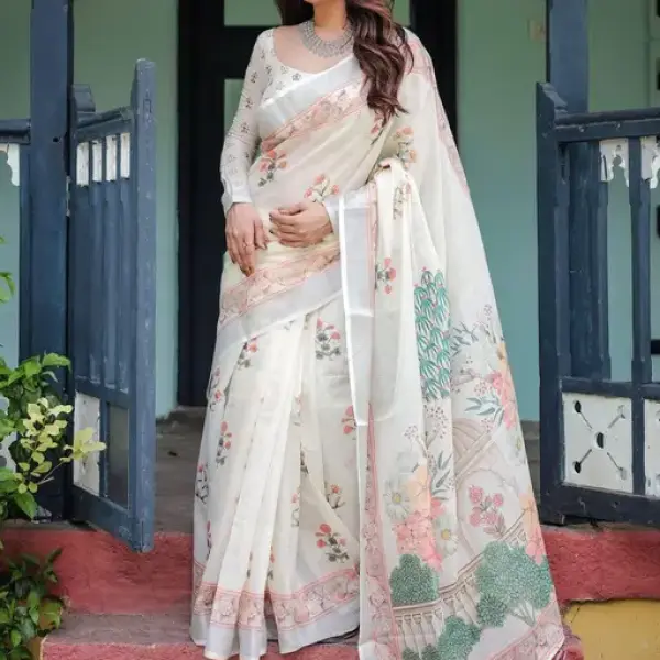  Printed Linen Saree