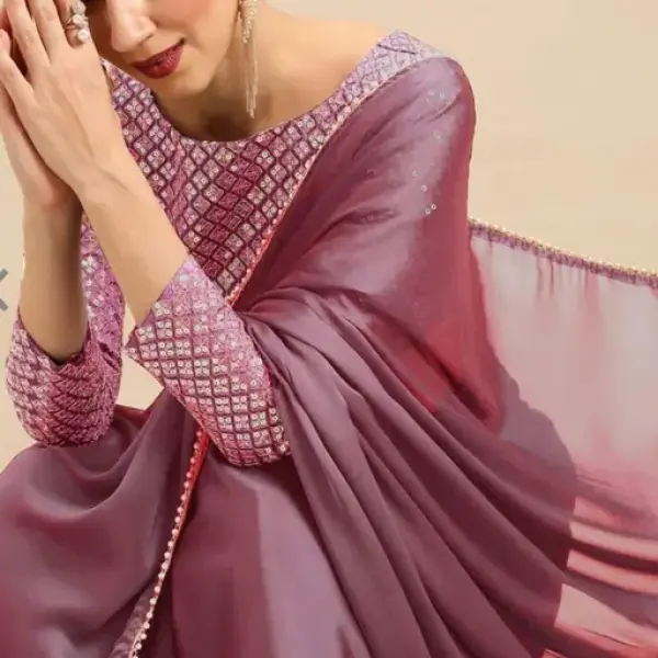 Trendy satin silk fabric saree