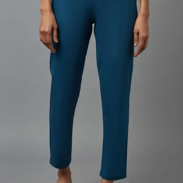 Blue Cotton Lycra Jersy Pants
