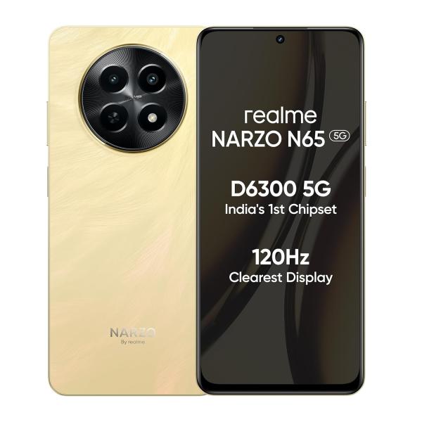 realme NARZO N65 5G (Amber Gold 6GB RAM, 128GB Storage) India's 1st D6300 5G Chipset  | Ultra Slim Design | 120Hz Eye Comfort Display | 50MP AI Camera| Charger in The Box