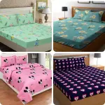 King 3D Printed Bedsheet (Pack of 4, Multicolor)