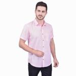 Men's Half Sleeve Cotton Spread Collar Shirt (Beige)