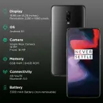 Refurbished OnePlus 6 (6GB RAM, 64GB, Mirror Black)