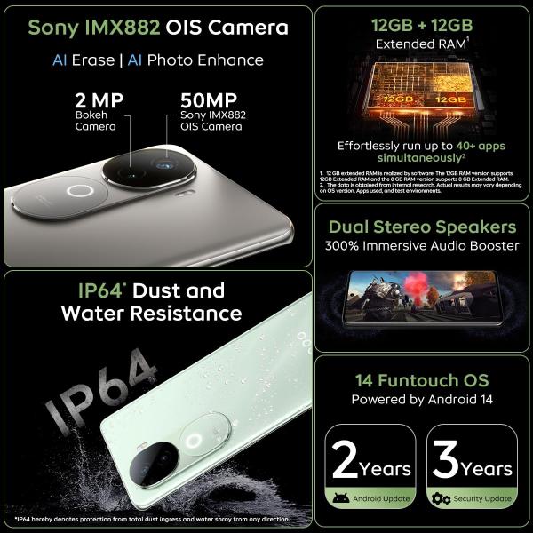QOO Z9s 5G (Onyx Green, 8GB RAM, 256GB Storage) | 120 Hz 3D Curved AMOLED Display | 5500 mAh Ultra-Thin Battery | Dimesity 7300 5G Processor | Sony IMX882 OIS Camera with Aura Light