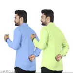 Solid Spread Collar Casual Full Sleeve Cotton Shirt | ( Pack Of 2 Shirt )