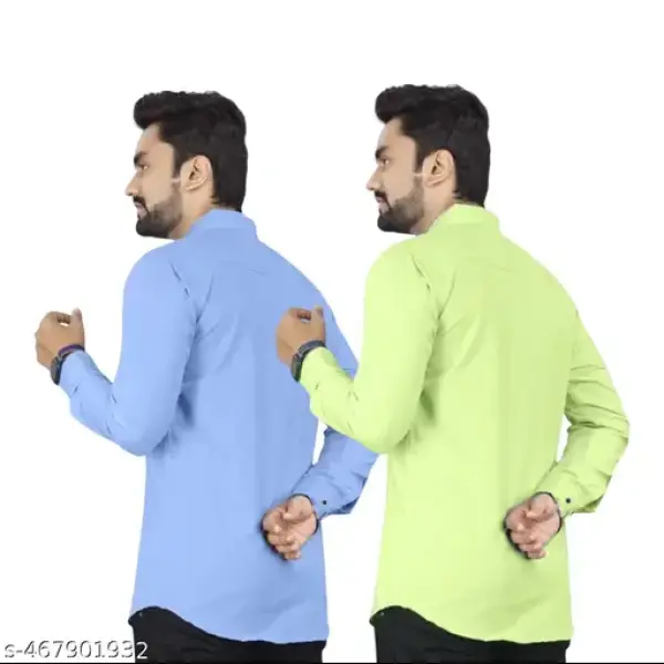 Solid Spread Collar Casual Full Sleeve Cotton Shirt | ( Pack Of 2 Shirt )