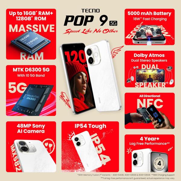 Tecno POP 9 5G Aurora Cloud, 4GB+64GB