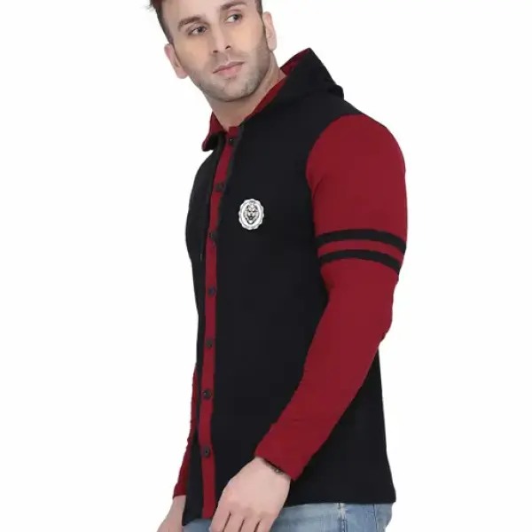 Men's Jacket Long Sleeve Multicolor Hooded Neck