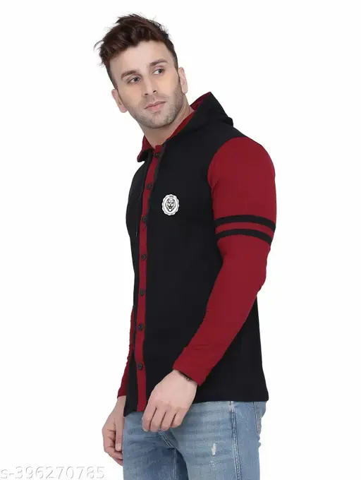 Men's Jacket Long Sleeve Multicolor Hooded Neck