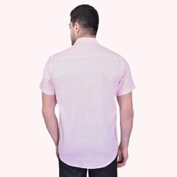 Men's Half Sleeve Cotton Spread Collar Shirt (Beige)