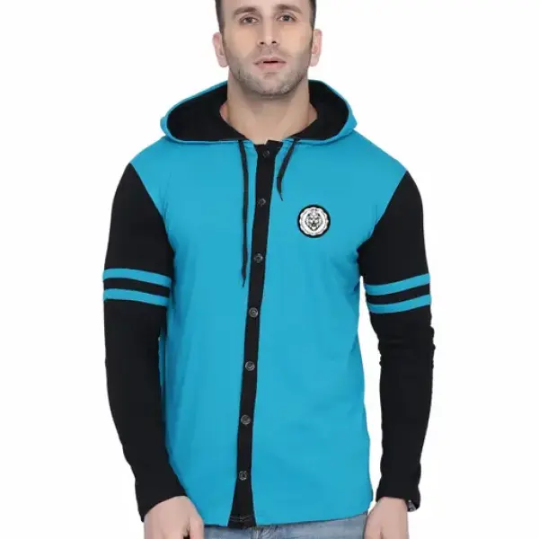 Men's Jacket Long Sleeve Multicolor Hooded Neck