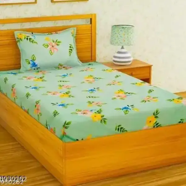 COTTON SINGLE BED BEDSHEET PACK OF 1 WITH 1 PILLOW COVER
