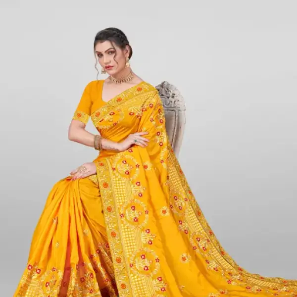 Embroidered Bollywood Art Silk Saree