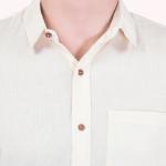Men's Half Sleeve Cotton Spread Collar Shirt (Beige)