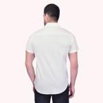 Men's Half Sleeve Cotton Spread Collar Shirt (Beige)