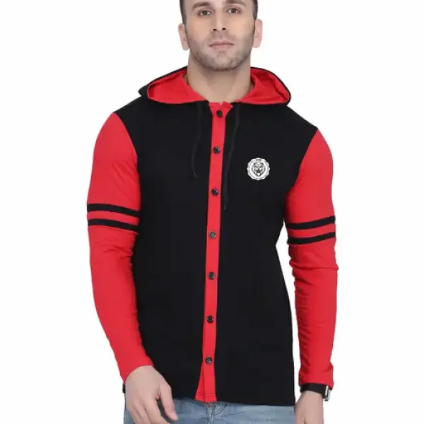 Men's Jacket Long Sleeve Multicolor Hooded Neck