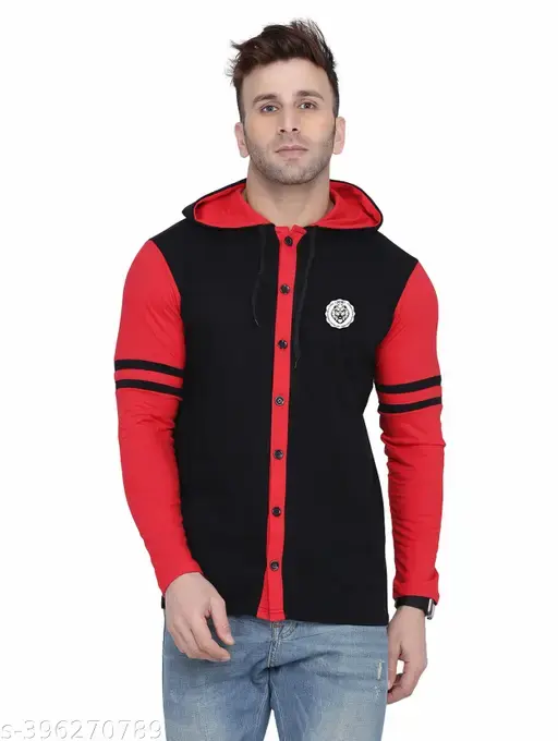 Men's Jacket Long Sleeve Multicolor Hooded Neck