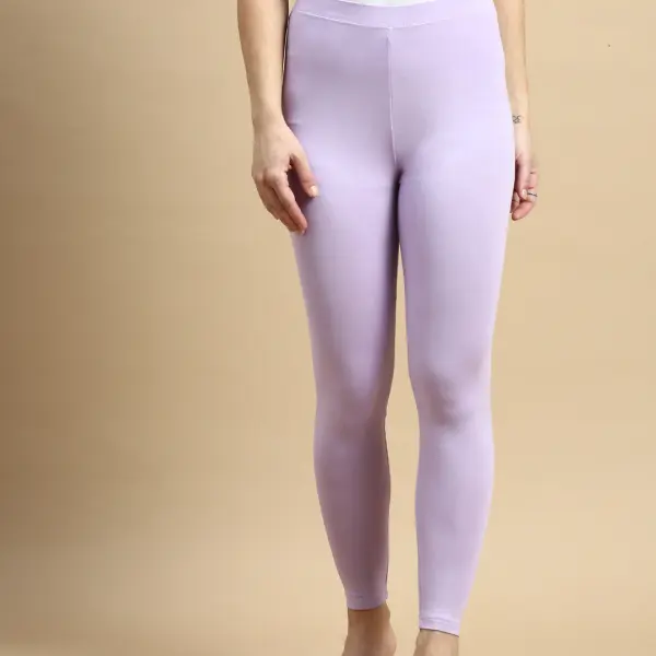 Premium Ankle Length Leggings Cotton Viscose-Lilac